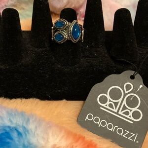Paparazzi Silver Ring with Vibrant Blue Accents
